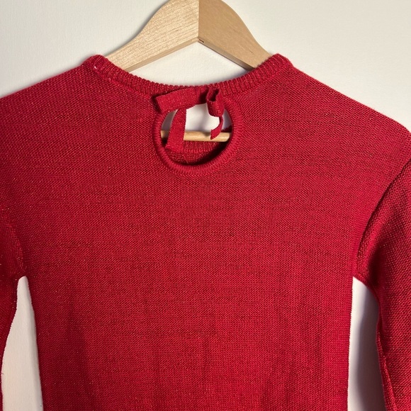 Childrens Place Kids Girls Red Dress Ribbed Knit Metallic Festive Winter 10/12 - Picture 11 of 14